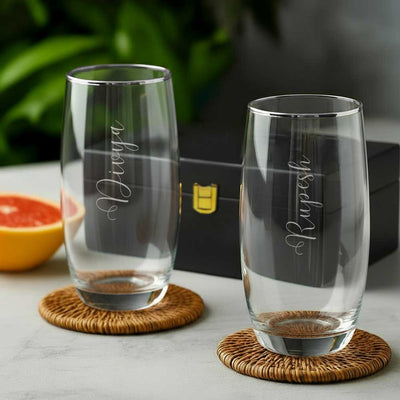 Cocktail Tall Glass with Name Engraved - Durable Premium Glass for Water, Juice