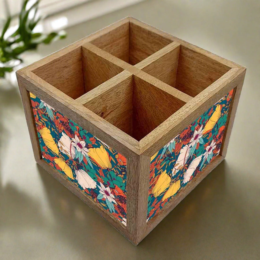 Premium Diwali Gift Set – Wooden Bat Tray, Cutlery Holder & Decorative Diya Candle