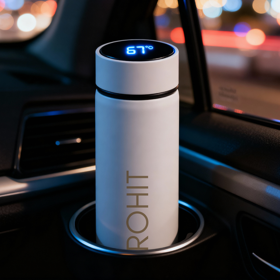 Personalised Thermos Flask with Temperature Display- 500ml Insulated Bottle