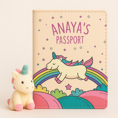 BFCM HOT DEAL Customized Passport Holder for Kids - Magical Unicorn Rainbows