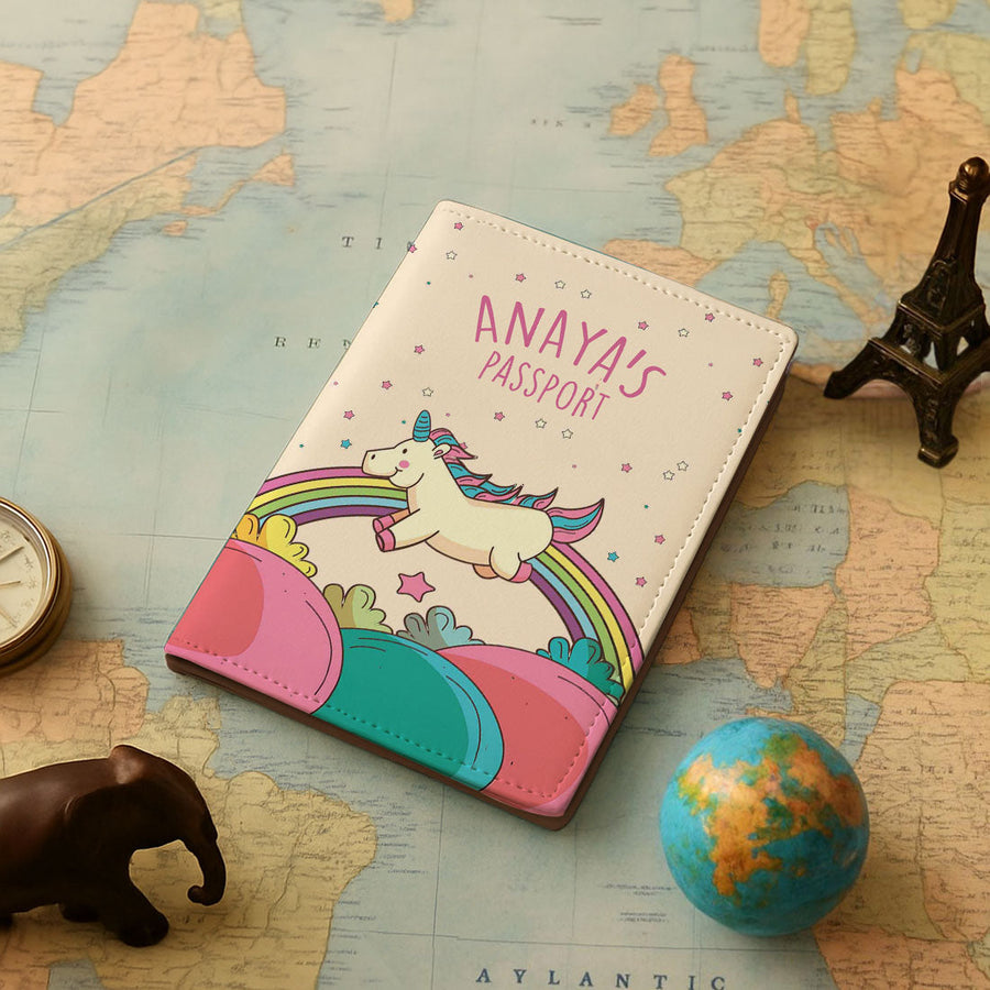 BFCM HOT DEAL Customized Passport Holder for Kids - Magical Unicorn Rainbows