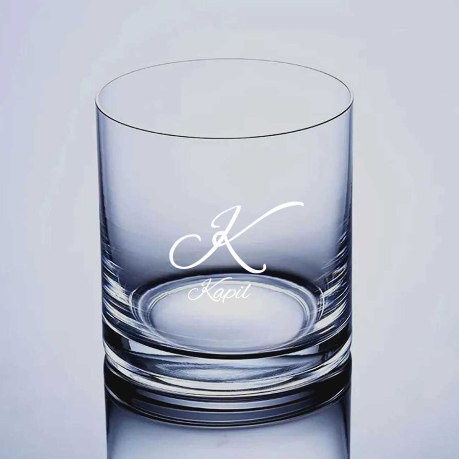 BFCM HOT DEAL Whiskey Glass with Name Initials Design