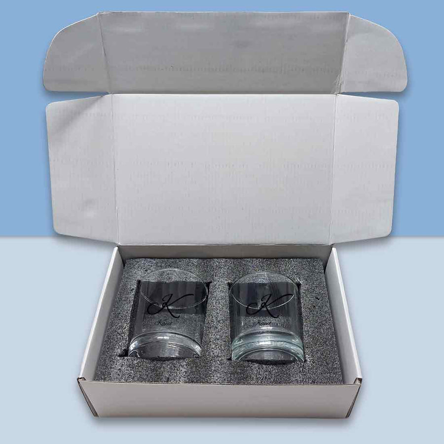 BFCM HOT DEAL Whiskey Glass with Name Initials Design