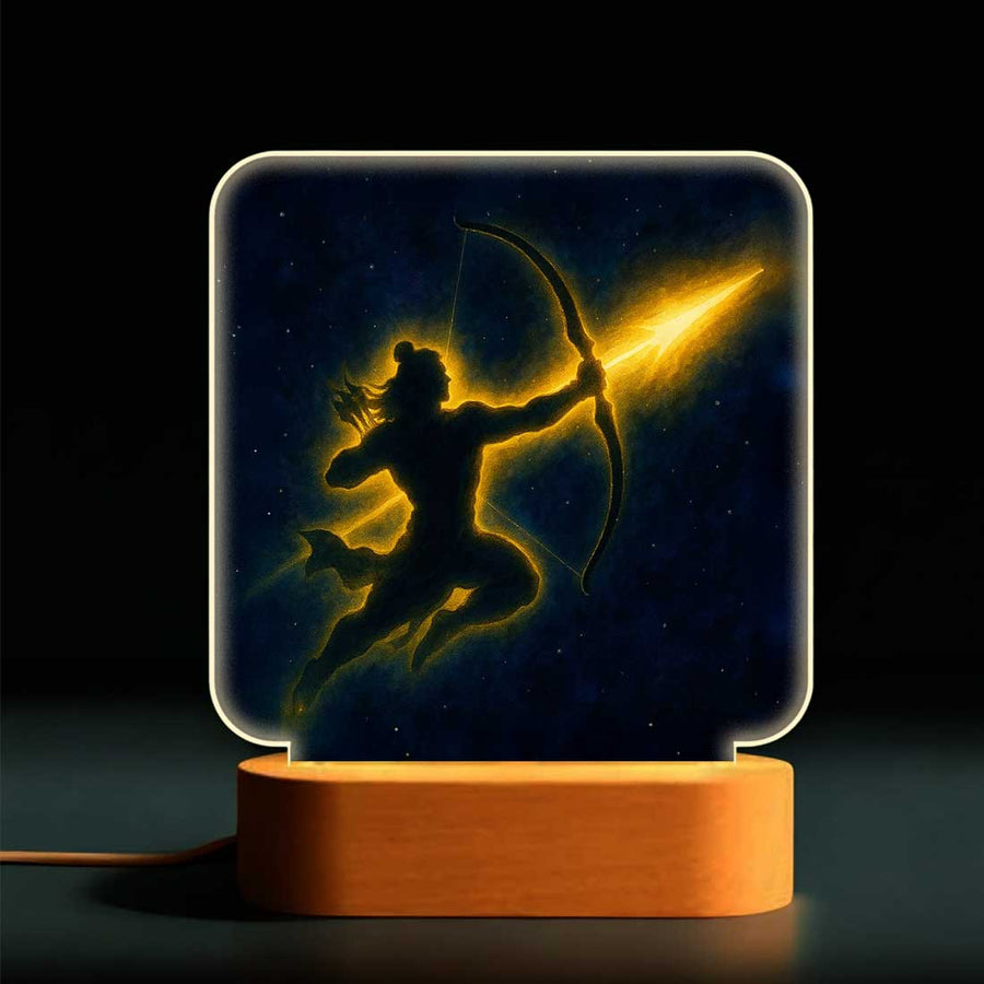 Shri Ram LED Night Lamp – Devotional Light for Home Temple, Wood Base Gift for Diwali