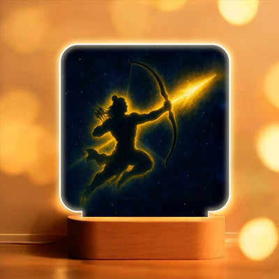 Shri Ram LED Night Lamp – Devotional Light for Home Temple, Wood Base Gift for Diwali