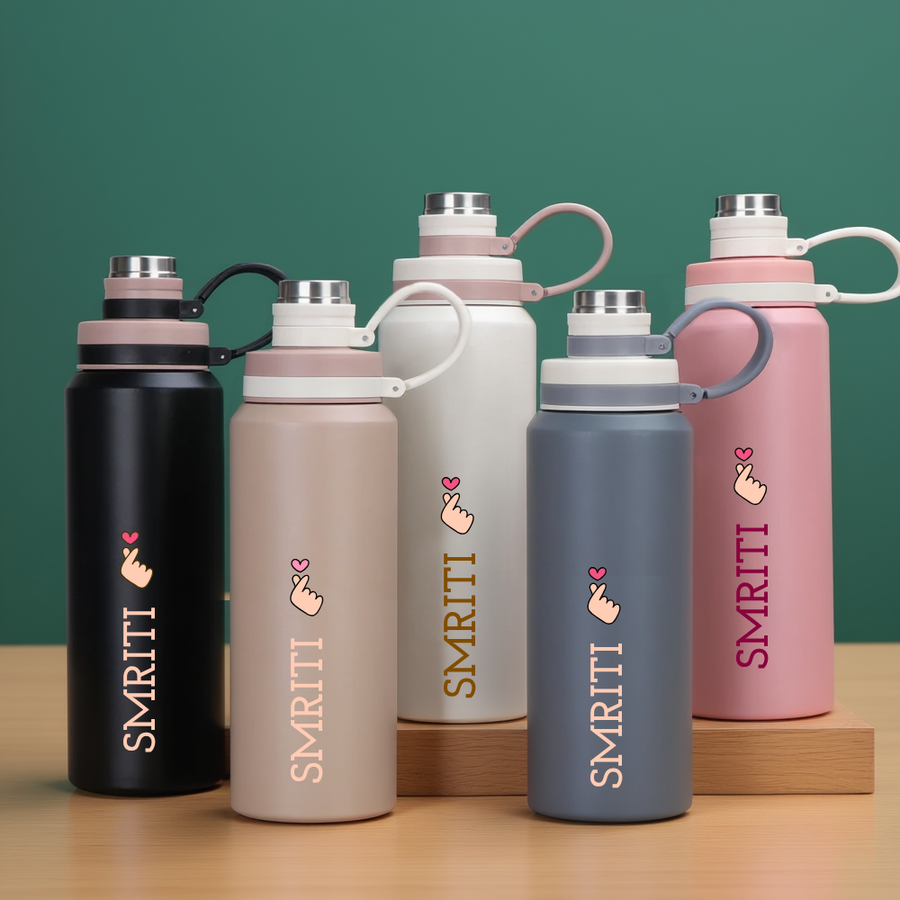 Personalized Stainless Steel Hot and Cold Water Bottle – 800ml Leakproof Thermos Drink Bottle for Gym, Office & Outdoor Use
