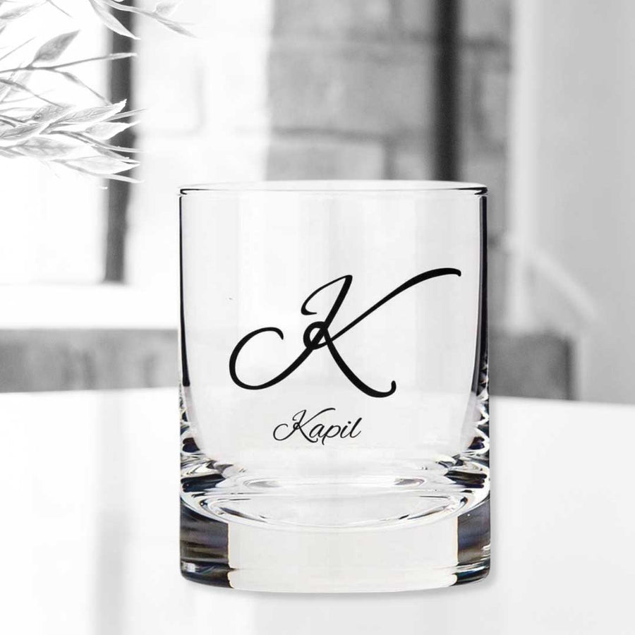 BFCM HOT DEAL Whiskey Glass with Name Initials Design