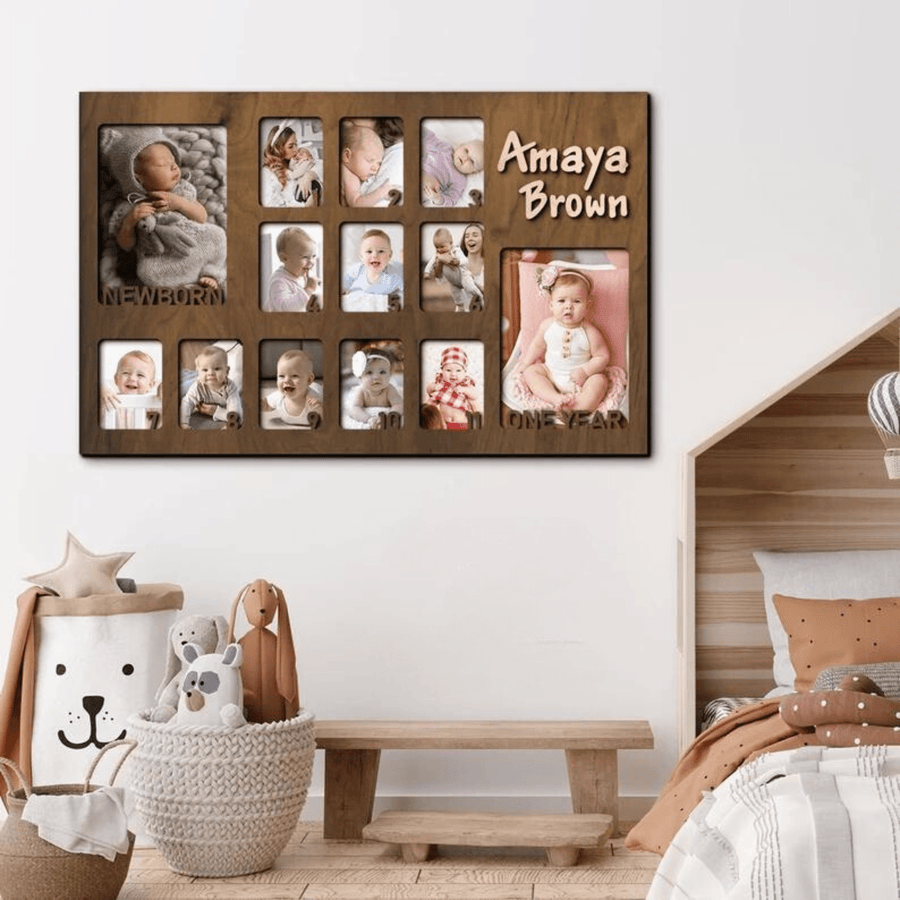Custom Baby Photo Frame - First Year Milestone