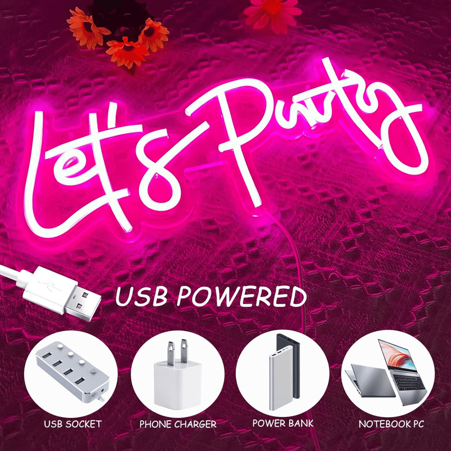 Lets Party Neon Sign - USB Decoration