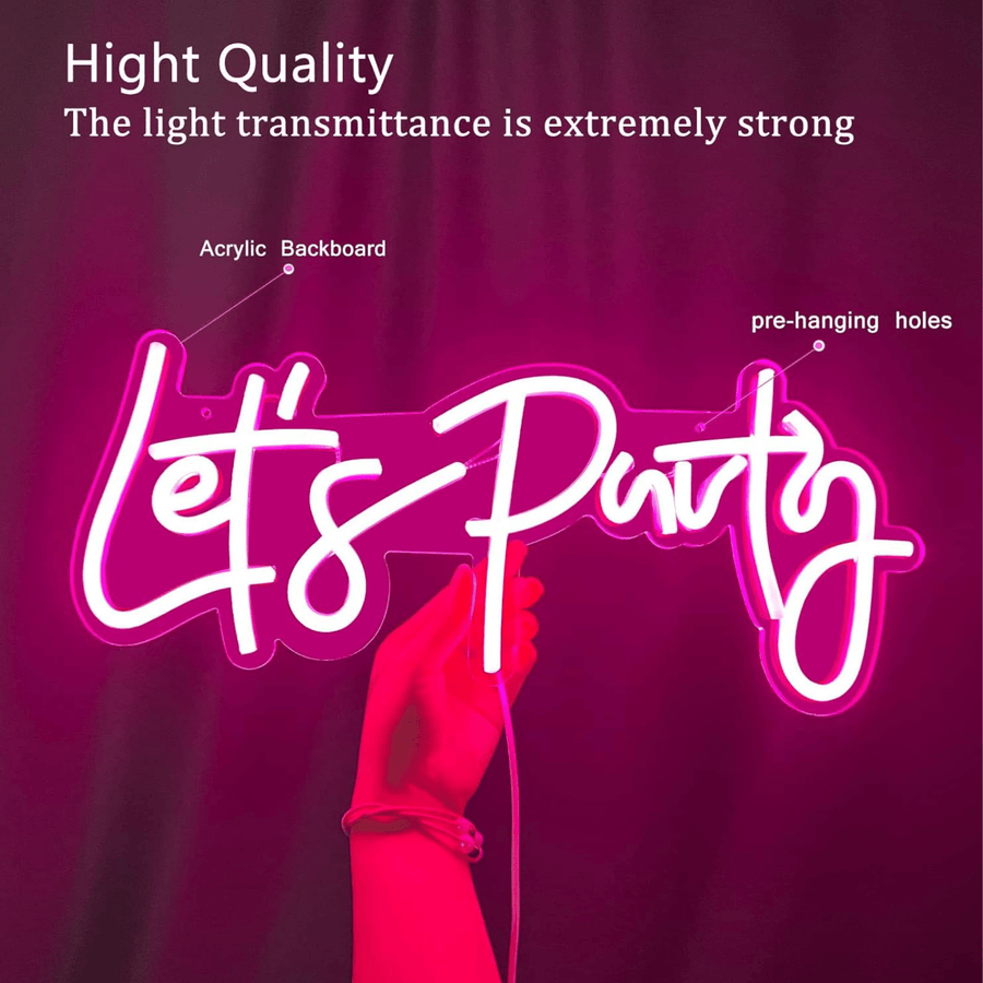 Lets Party Neon Sign - USB Decoration