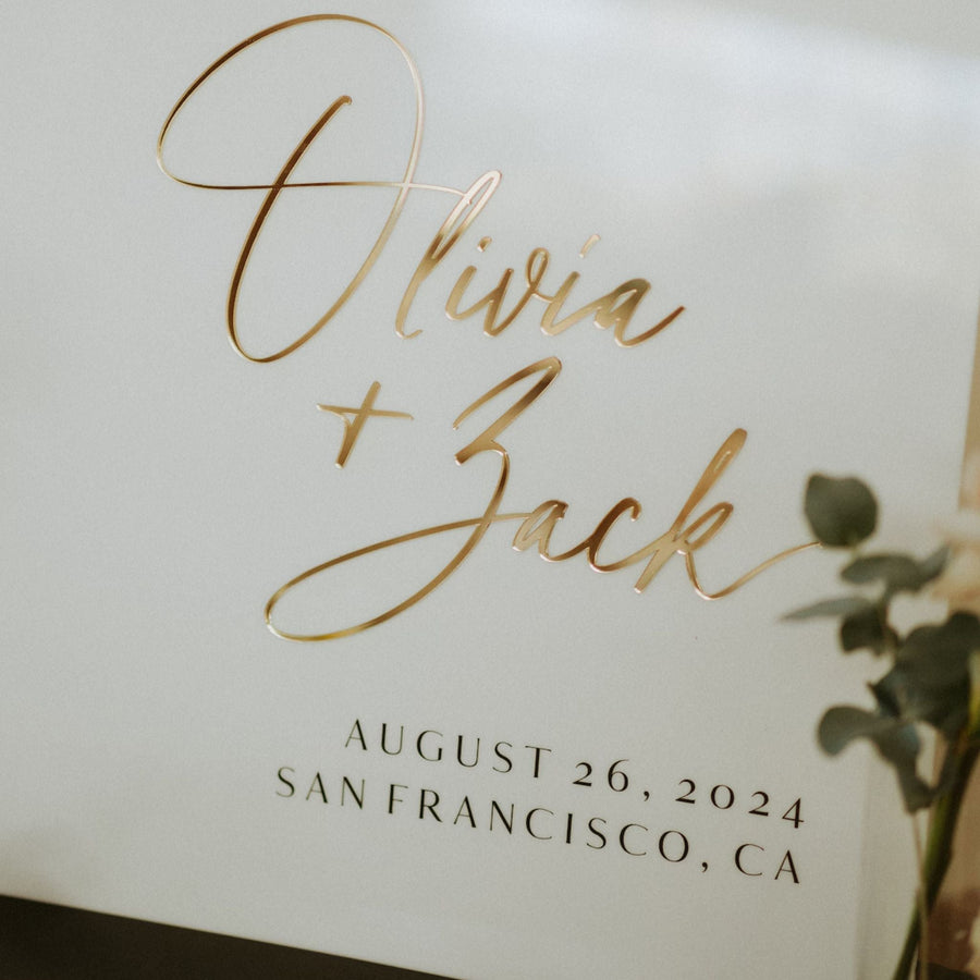 Wedding Sign - ArchWhite Acrylic & Gold Mirror Reception Welcome Decor